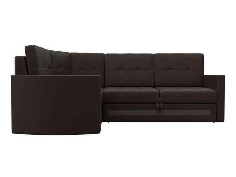 Угловой диван-кровать Белла коричневого цвета (экокожа) левый угол