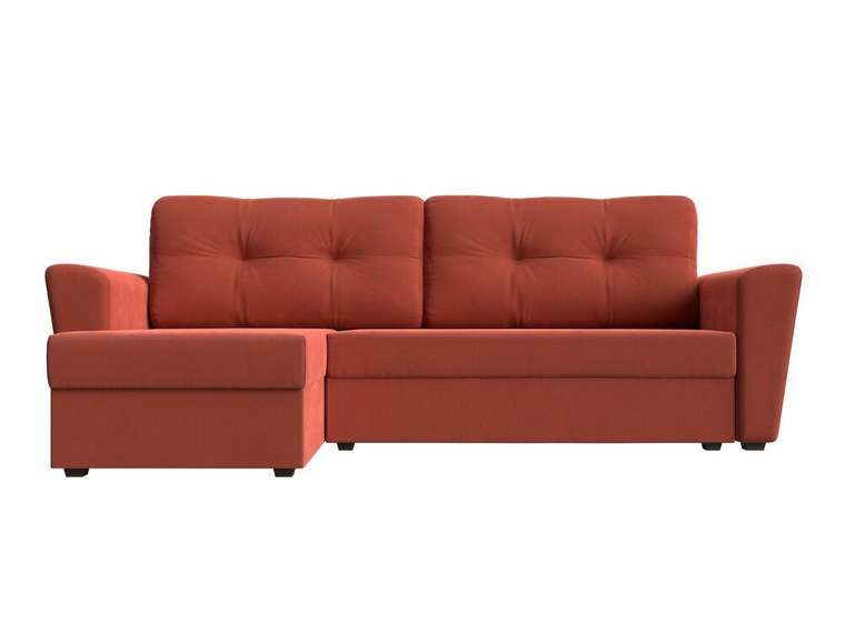 Угловой диван-кровать Амстердам лайт кораллового цвета левый угол