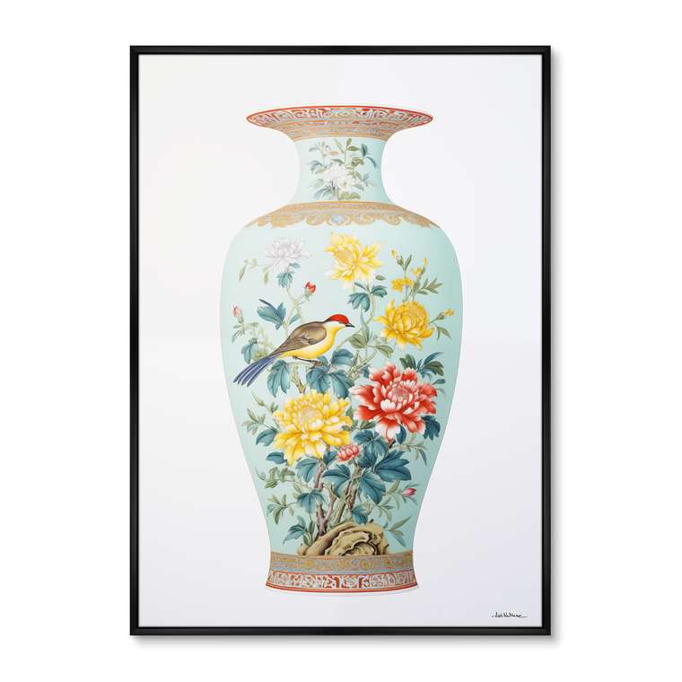 Репродукция картины China porcelain vase, light colors, No 1, 2024г.