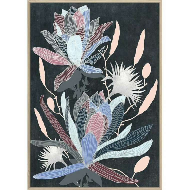 Картина 53 x 4,3 x 73 cm Цветы современный (2 штук)