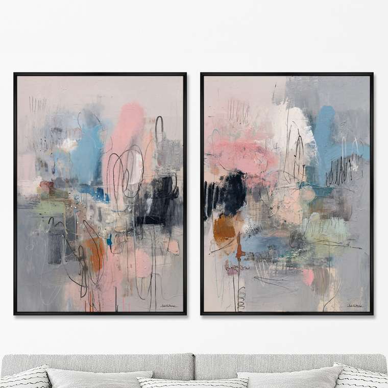 Набор из 2-х репродукций картин на холсте Яркие воспоминания о лете, 2025г.