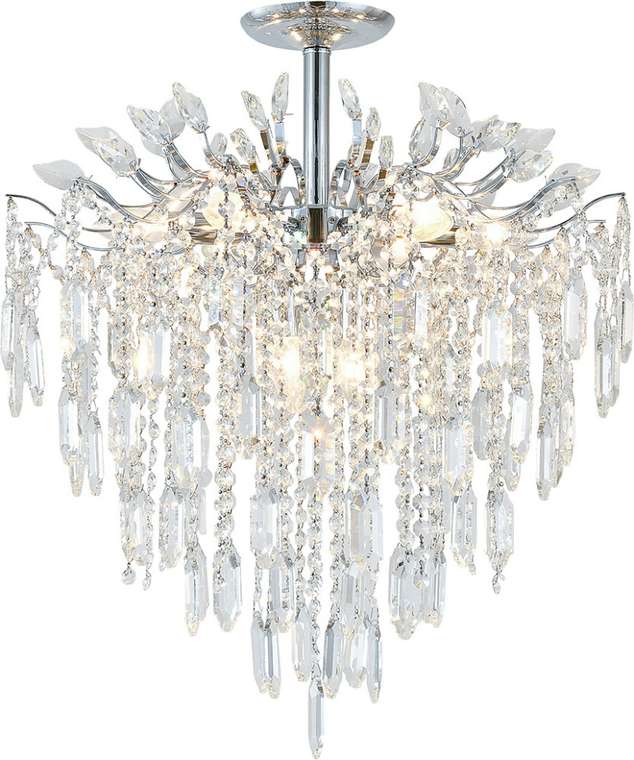 Потолочная люстра на штанге Escada Neda 2135/8P Chrome 8x40Вт E14, металл/хрусталь, хром/прозрачный