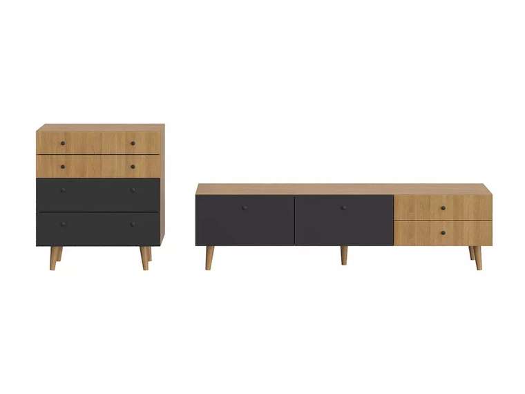 Комплект мебели для гостиной Frida 2 черно-бежевого цвета