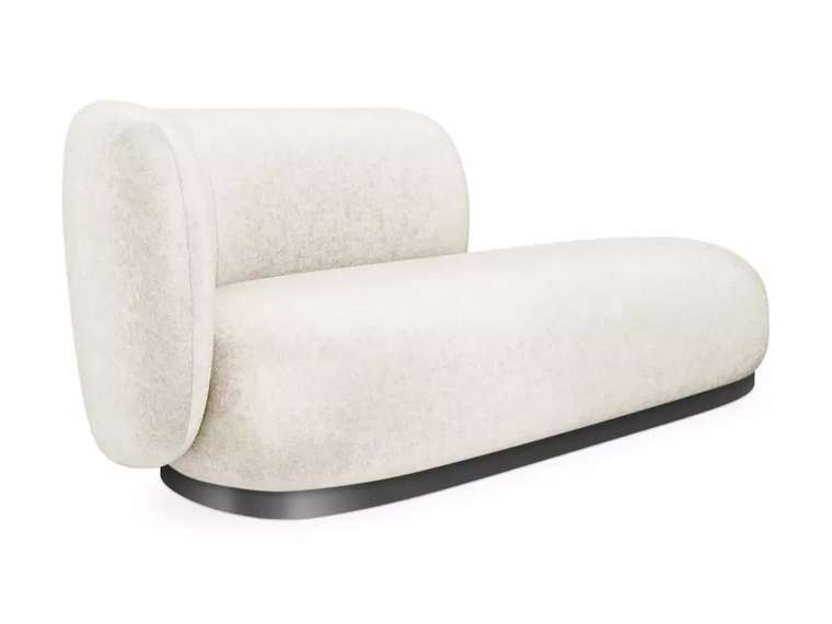 Кушетка-диван Lucca молочного цвета с металлической лентой графитового цвета левая