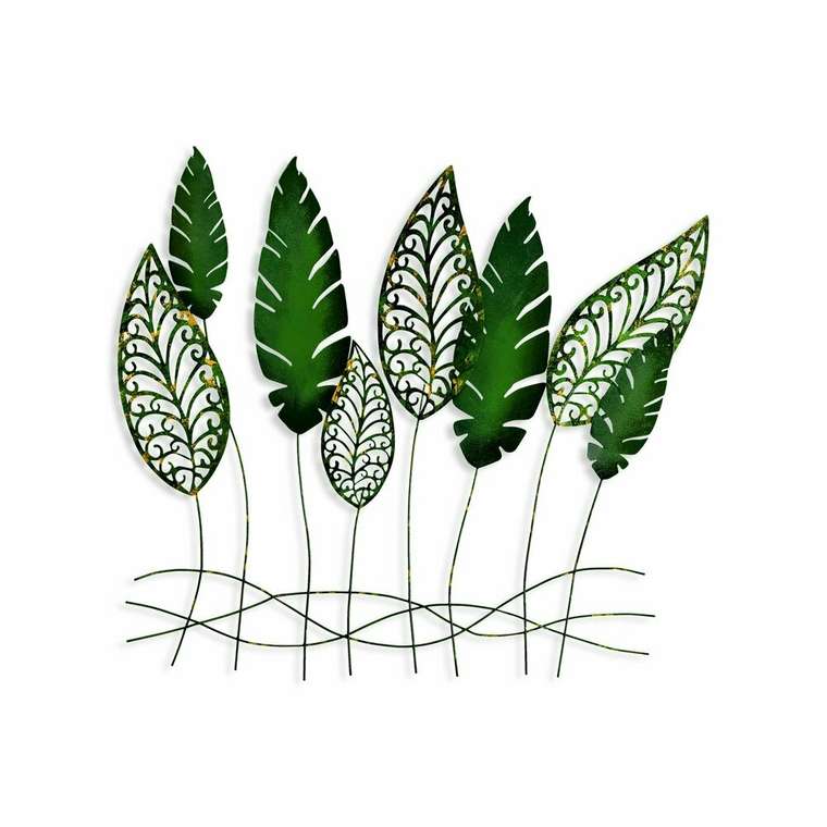 Настенный декор ручной работы Листья 75х80 из металла зеленого цвета