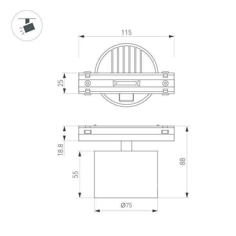 Трековый магнитный светильник Arlight MAG-VIBE-POINT-R75-10W Day4000-MIX 045001