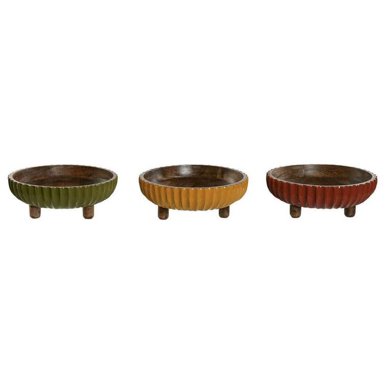 Блюдо Home ESPRIT Жёлтый Зеленый Коралл Колониальный 25 x 25 x 9 cm (3 штук)