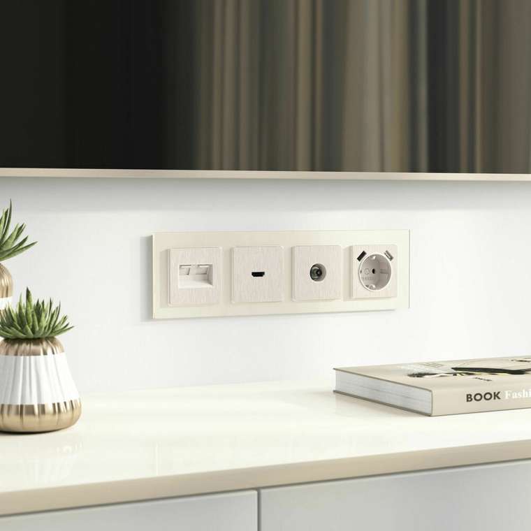 Накладка для двойной розетки Еthernet RJ-45 перламутровый рифленый W1191113 Встраиваемые механизмы перламутровый рифленый