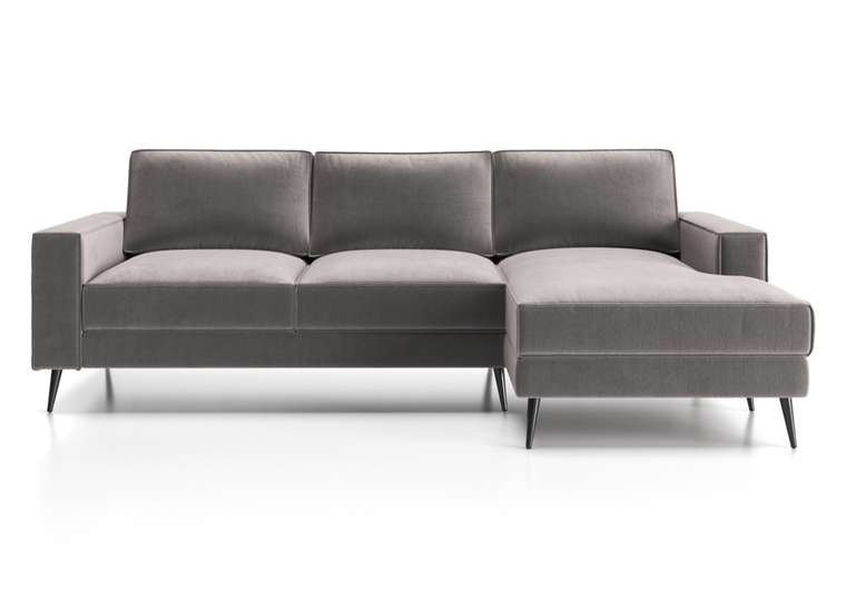 Угловой раскладной диван Мэдисон с оттоманкой коричнево-серого цвета