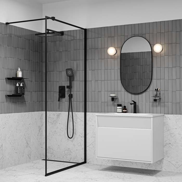 Встраиваемая система с тропическим и ручным душем IDDIS Parker черного цвета 