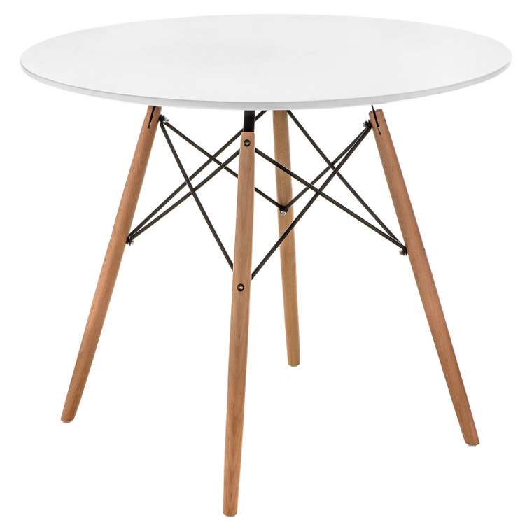 Стол круглый Table белого цвета на деревянных ножках