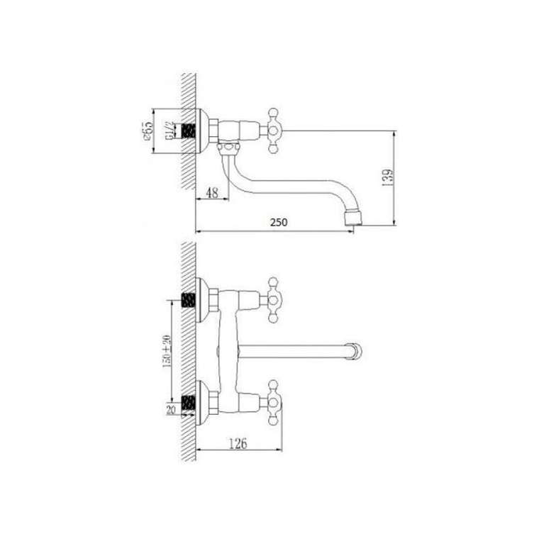 Смеситель для кухни настенный D-Lin D141819, хром