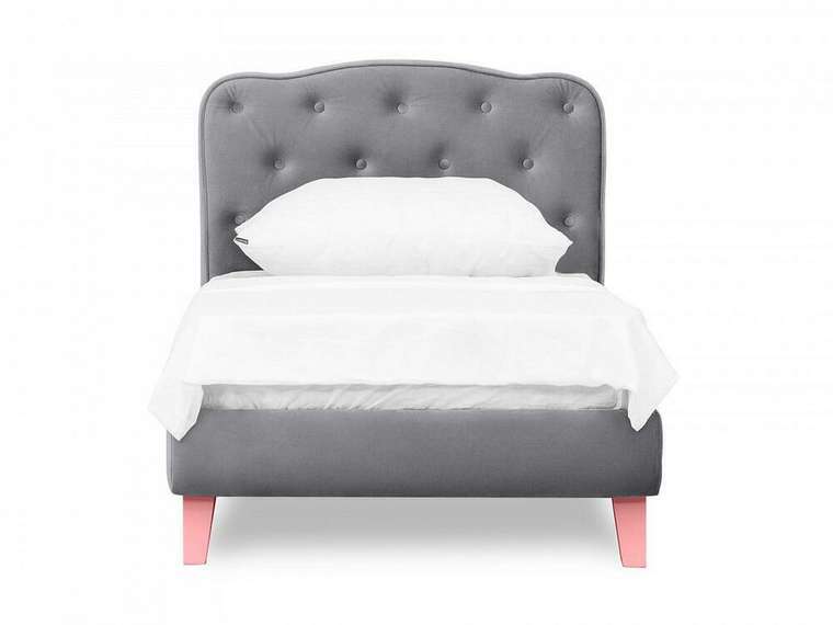 Кровать Candy 80х160 серого цвета с розовыми ножками
