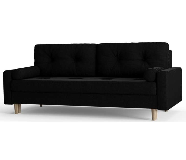 Диван-кровать из рогожка Basel черного цвета