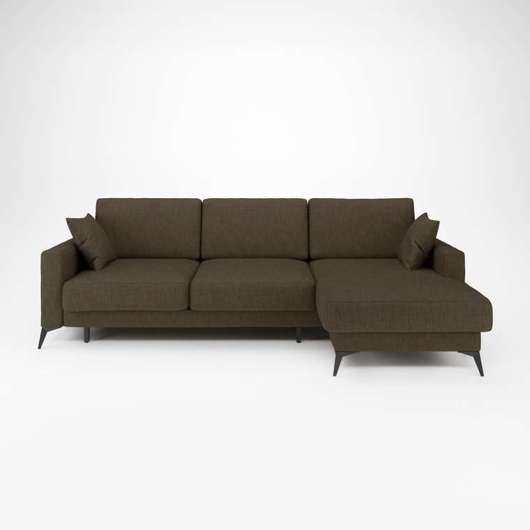 Угловой диван-кровать Наоми 2 темно-коричневого цвета правый 