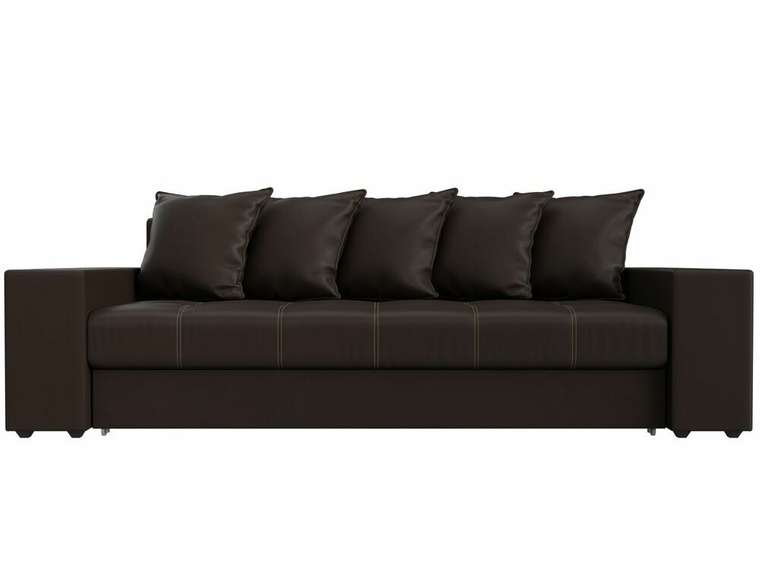 Прямой диван-кровать Дубай коричневого цвета (экокожа)