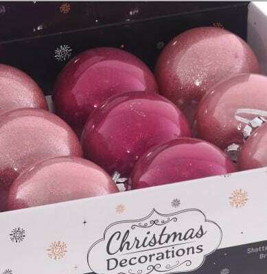 Набор из 12-ти шаров для елки Шар розового цвета