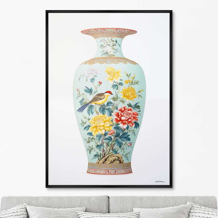 Репродукция картины China porcelain vase, light colors, No 1, 2024г.
