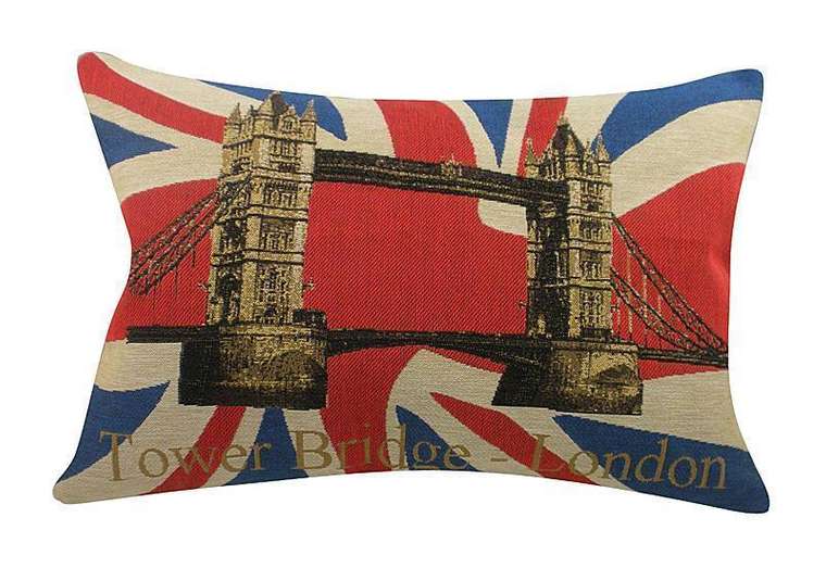 Подушка с британским флагом Tower Bridge
