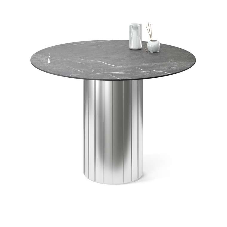 Обеденный стол Мелеф L черно-серебряного цвета