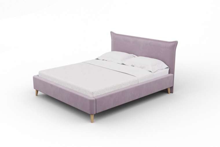 Кровать Олимпия 160x200 на деревянных ножках сиреневого цвета