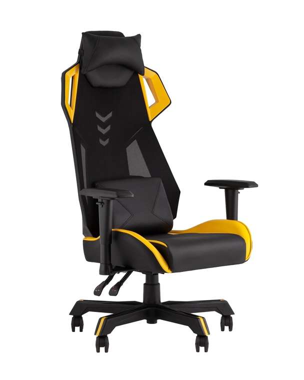 Кресло офисное Top Chairs Рэтчэт черно-желтого цвета