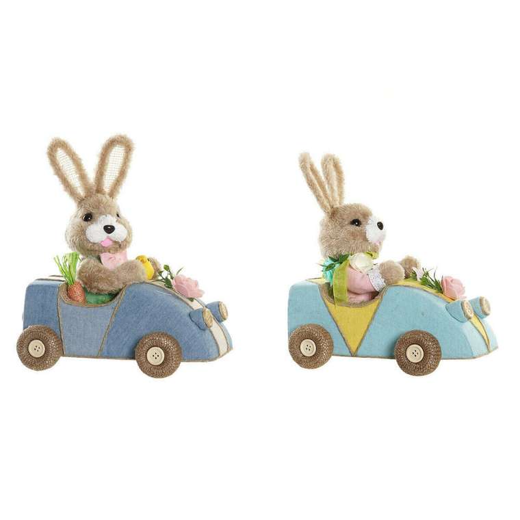 Декоративная фигура 23 x 15 x 29 cm Синий Розовый Коричневый Кролик (2 штук)