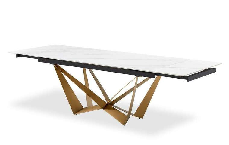 Раздвижной обеденный стол Magdalena 90х160 бело-золотого цвета