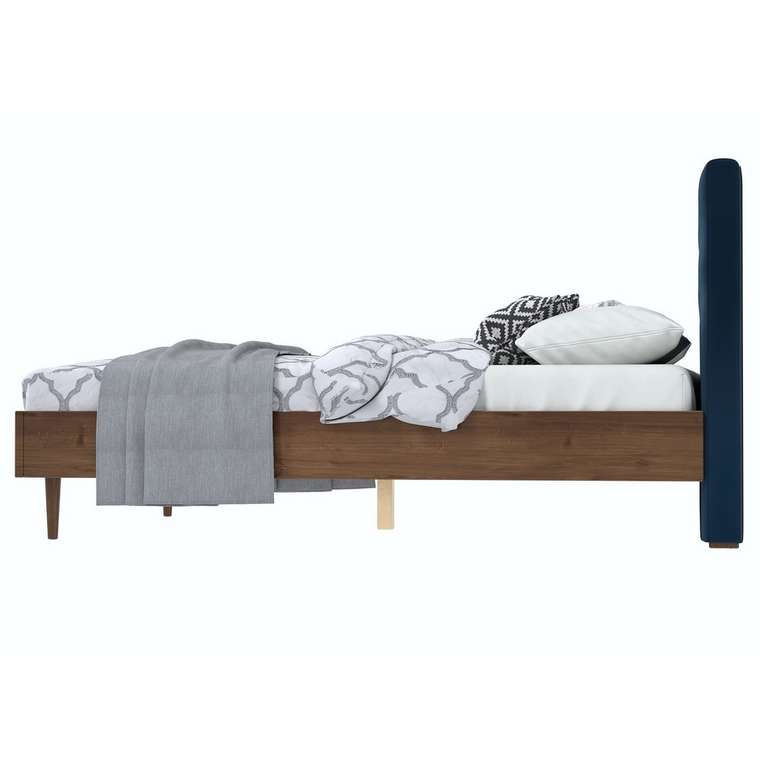 Кровать Альмена 140x200 коричнево-синего цвета