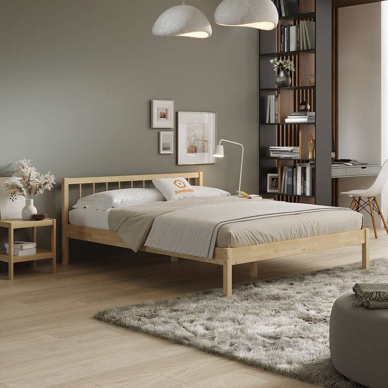 Кровать Мечта-4 140х190 бежевого цвета без подъемного механизма