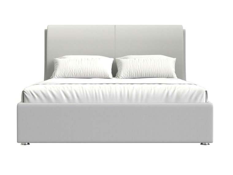 Кровать Принцесса 200х200 белого цвета с подъемным механизмом (экокожа)