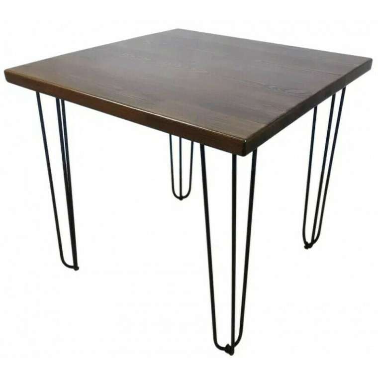 Стол обеденный Loft 60х60 со столешницей из массива сосны цвета темный дуб