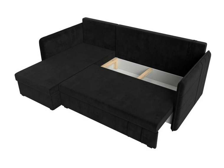 Угловой диван-кровать Слим черного цвета левый угол