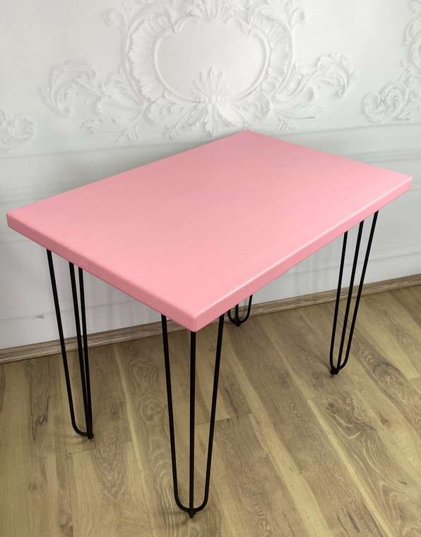 Стол обеденный Loft 120х80 с деревянной столешницей розового цвета