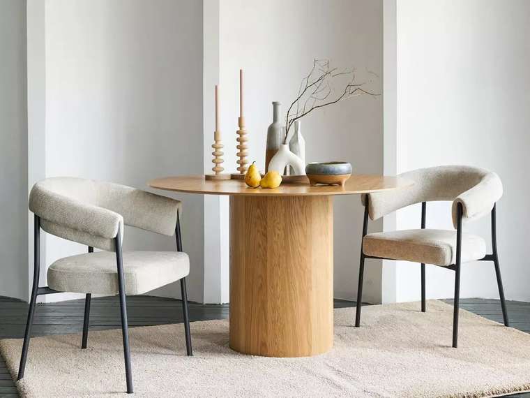 Стол обеденный Mono D100 бежевого цвета