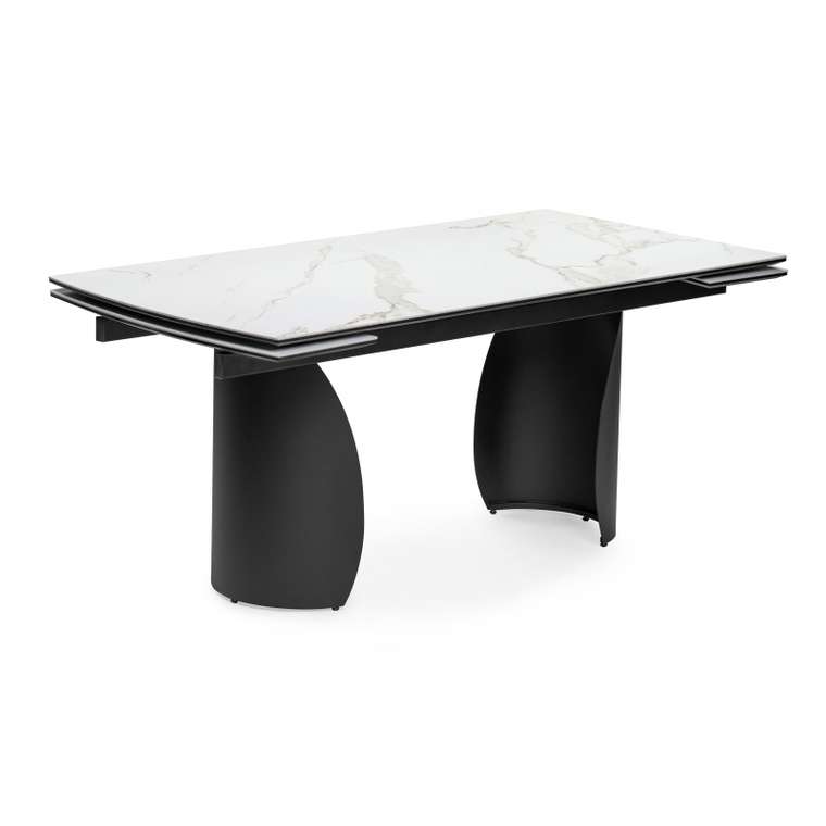 Готланд 160(220)х90х79 белый мрамор / черный