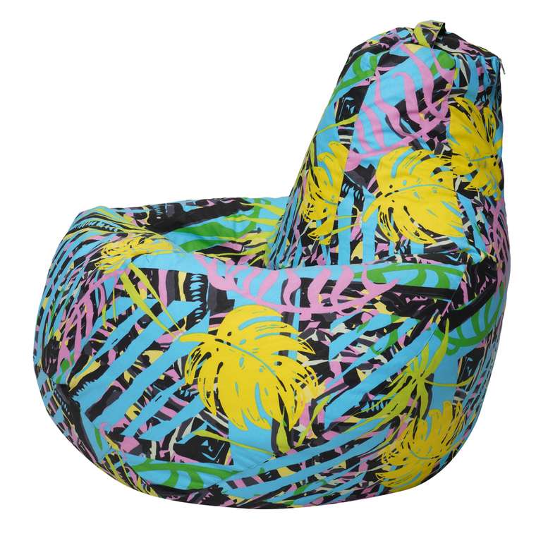 Кресло-мешок груша Пальмы XL черно-голубого цвета