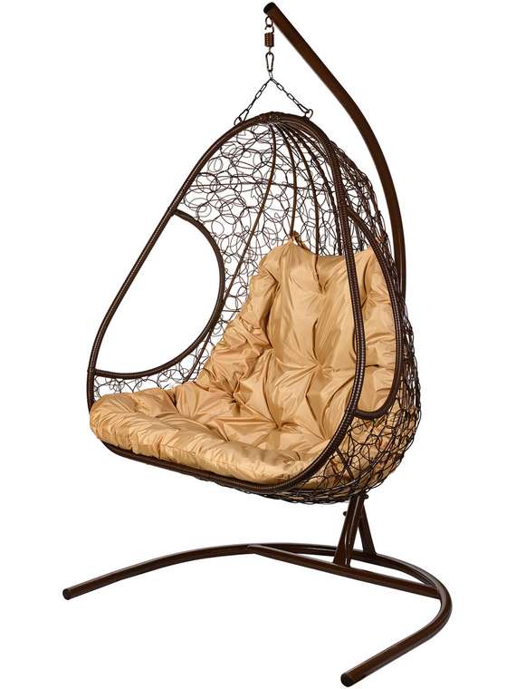 Двойное подвесное кресло Primavera коричневого цвета