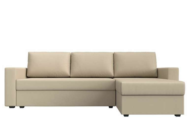 Угловой диван-кровать Траумберг Лайт бежевого цвета правый угол (экокожа)