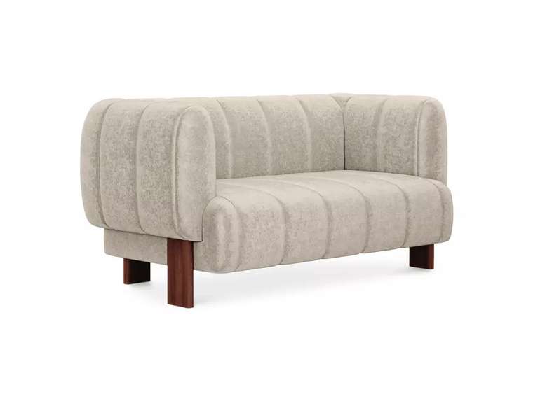 Диван Cassis М светло-бежевого цвета с коричневыми ножками