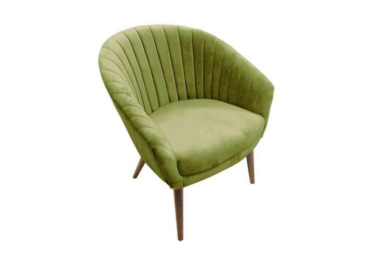 Кресло Тиана зеленого цвета с ножками коричневого цвета