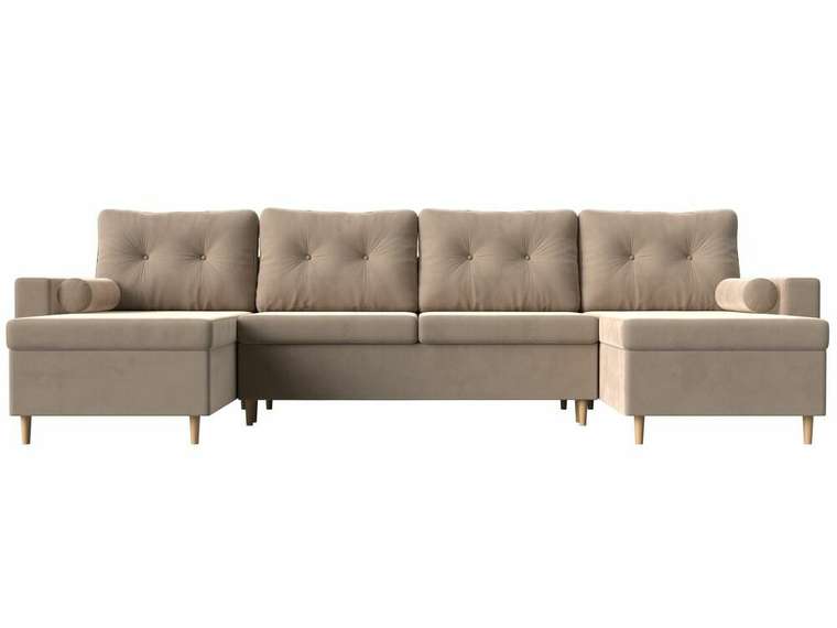 Угловой диван-кровать Белфаст бежевого цвета (тик-так) 