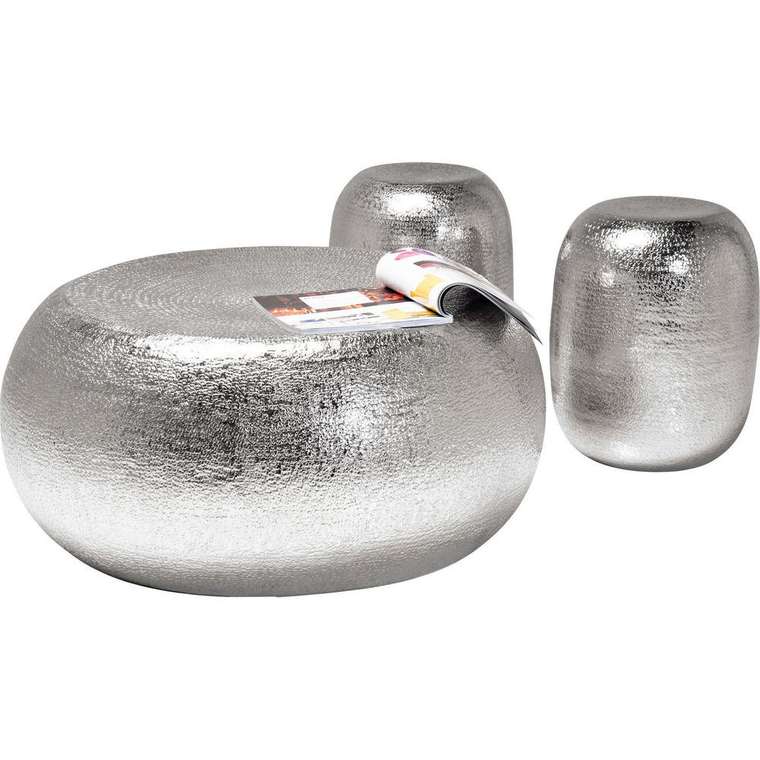 Комплект из столика и двух табуреток Antico  серебряного цвета