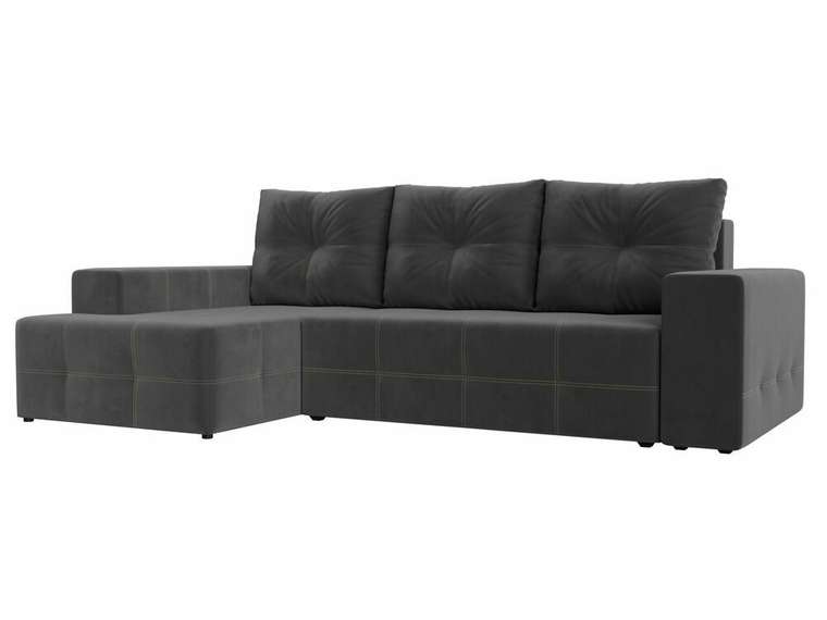 Угловой диван-кровать Перри серого цвета левый угол