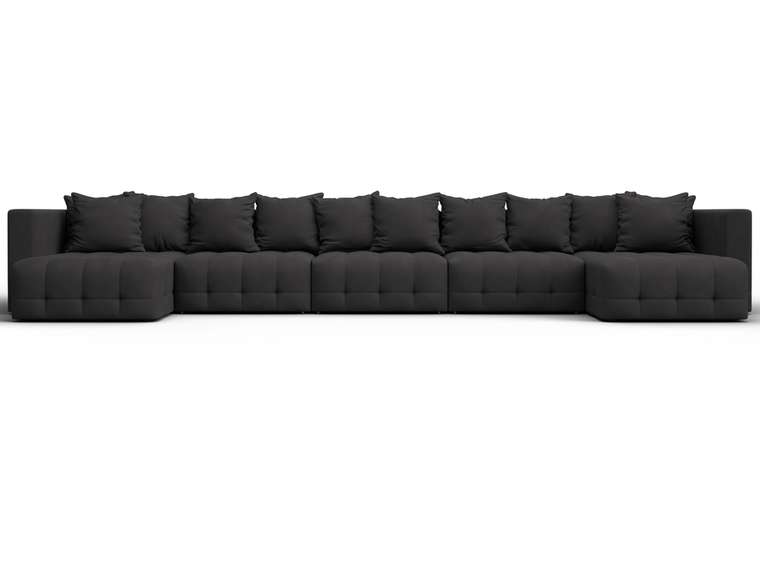 Угловой диван-кровать Лига 052 МегаЛонг темно-коричневого цвета (замша)