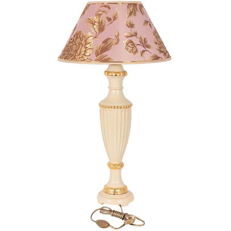 Настольная лампа Ваза Ребристая персиково-бежевого цвета