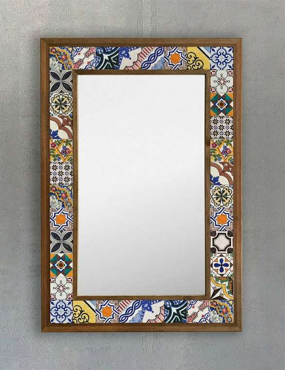 Настенное зеркало 43x63 с мозаикой из натурального камня