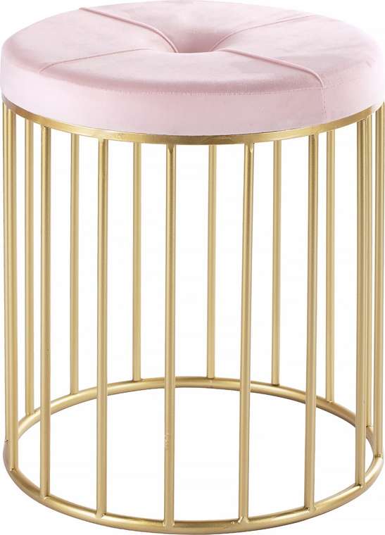 Пуф М золотисто-розового цвета с металлическим основанием
