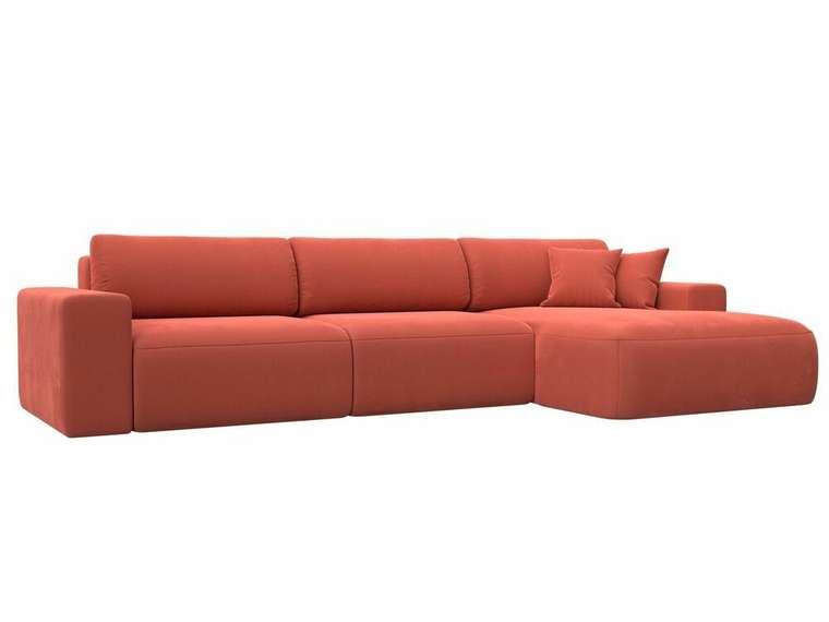 Угловой диван-кровать Лига 036 Классик Лонг кораллового цвета правый угол