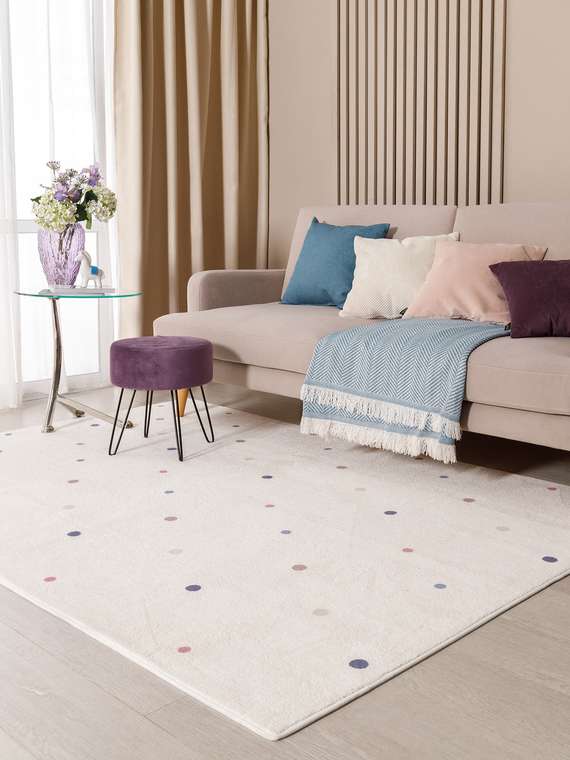 Ковер Soft dots 80x150 белого цвета